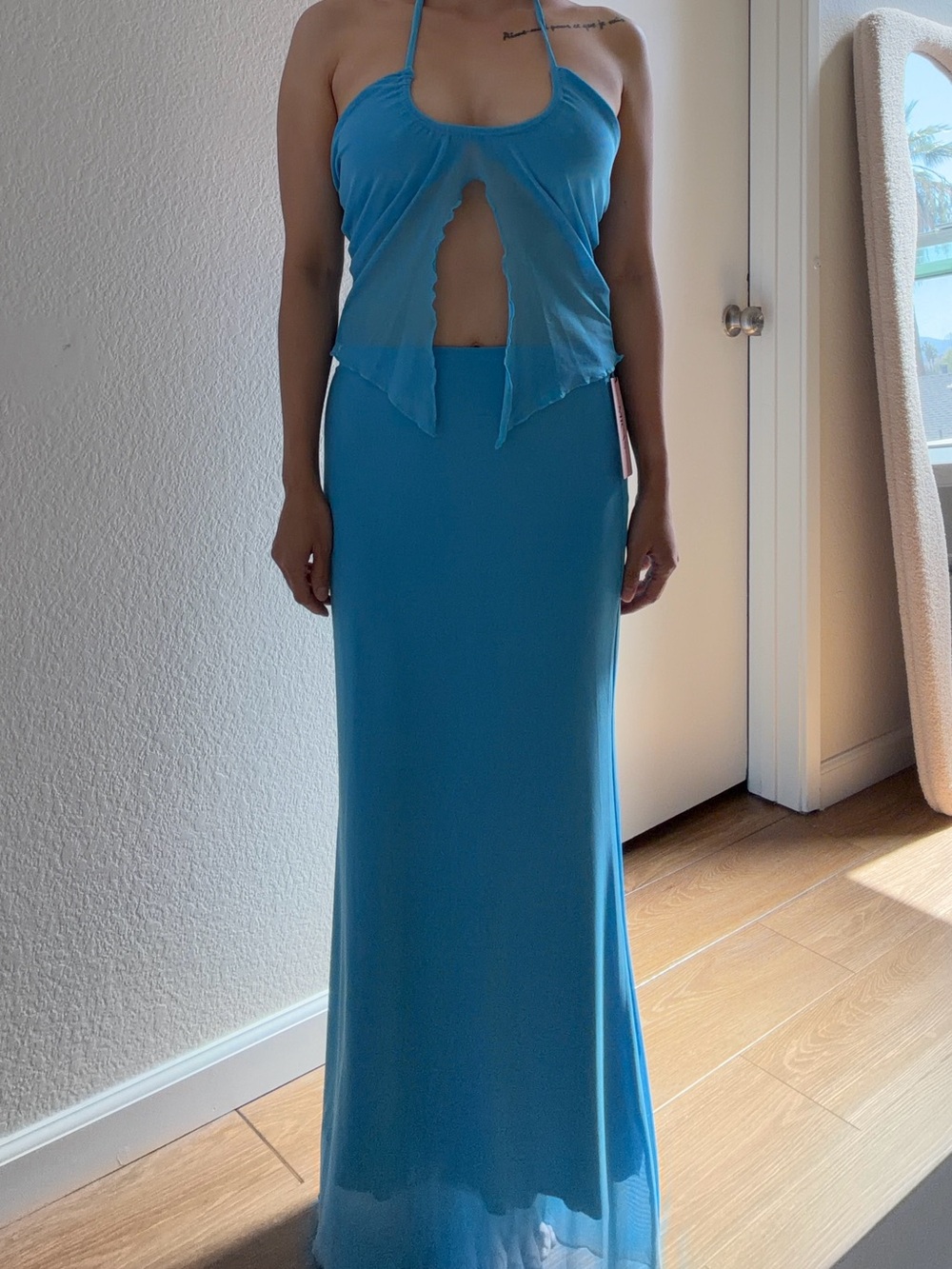 2 Piece Maxi Skirt Set Blue S